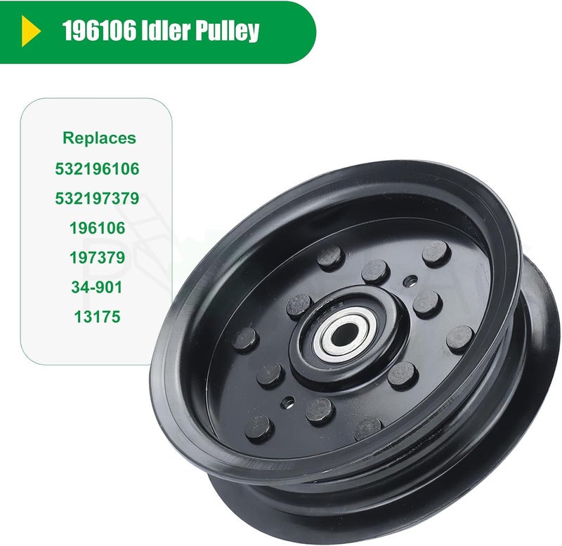POSFLAG 2 Pack 532196106 Husqvarna Idler Pulley Replaces 197379 Idler Pulley Craftsman, 532197379 Husqvarna Idler Pulley, 532196106 Idler Pulley, 196106 for Husqvarna Z254, YTH22V46, LGT2654 Tractors - Image 3